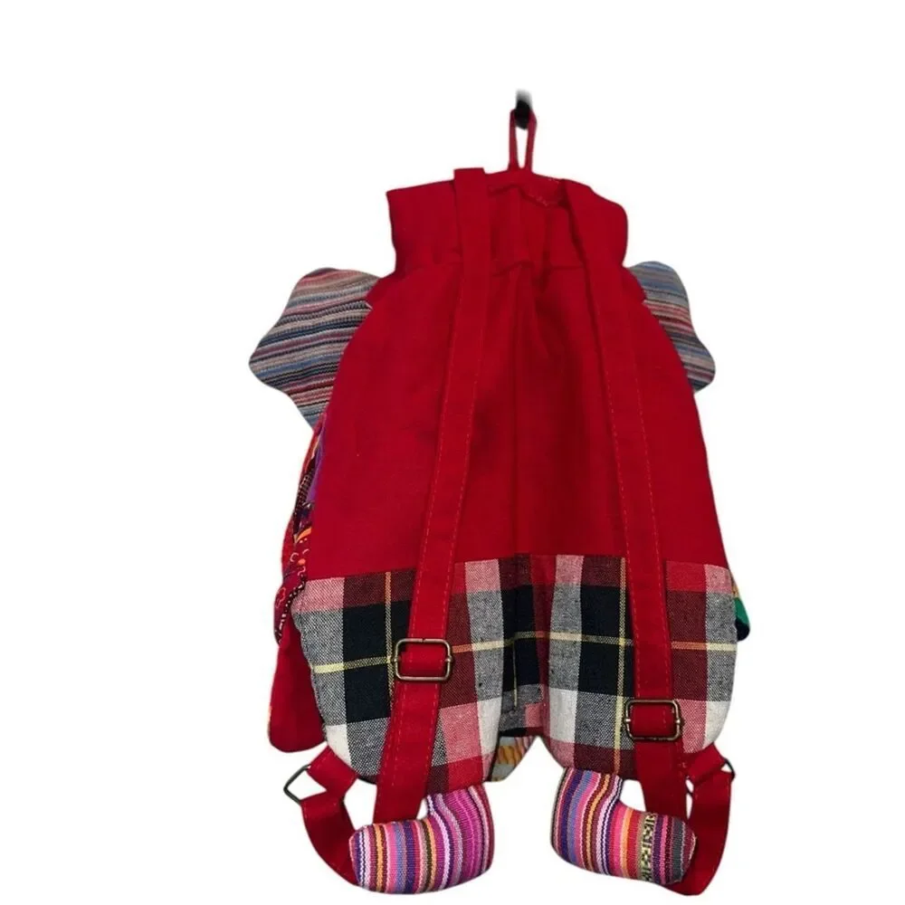 Kids Elephant Backpack Patchwork Boho Drawstring Bag Colorful Novelty Toddler